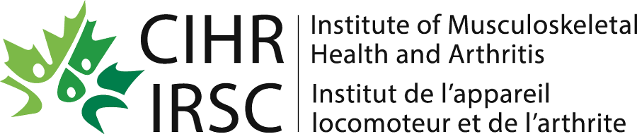 CIHR-IMHA logo. Institute of Musculoskeletal Health and Arthritis.